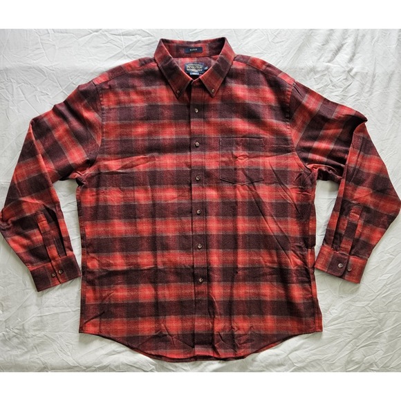 Two Pendleton Mason Plaid Long Sleeve Flannel Button-Up Shirts XXL Cotton - Picture 8 of 13
